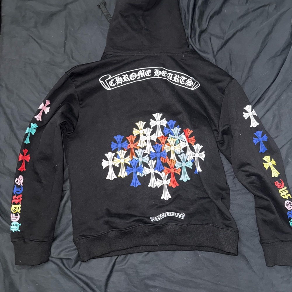 Chrome Hearts Black Hoodie with Colorful Crosses